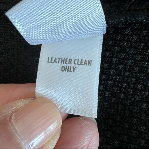 ST. JOHN Black Wool Blend Leather Trim Waist Tie Long Sleeve Jacket Blazer Sz 2 - Picture 15 of 16